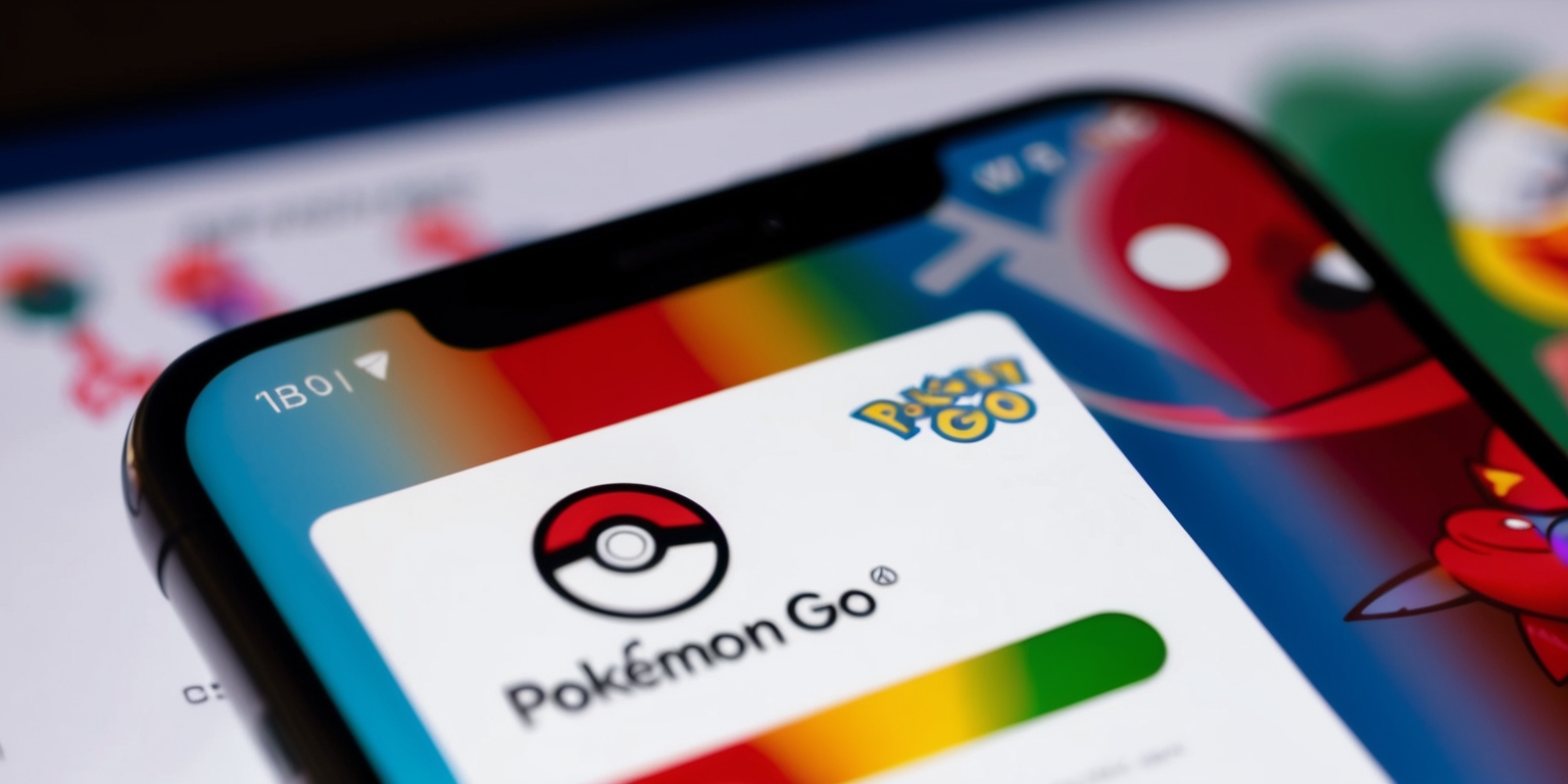 A close-up screen capture of a mobile device displaying the Pokémon Go app, with a bright and colorful background featuring iconic Pokémon characters and graphic elements, set against a clean and minimalistic interface design, showcasing the app's main navigation buttons and a prominent Pokédex icon, with vibrant hues of red, blue, and green, and a subtle gradient effect to give it a modern and sleek look, with the screen's brightness adjusted to highlight the app's logo, a stylized letter P with a Poké Ball incorporated within, in a bold white font, centered at the top of the screen, surrounded by a subtle shadow effect to give it depth, and with the device's bezels and screen edges subtly blurred to focus attention on the app itself.