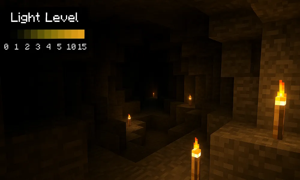What light level stops hostile mobs from spawning in the Overworld?