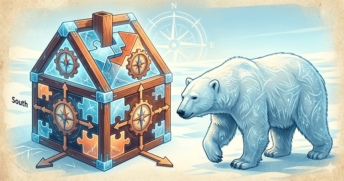 A man builds a house with all four sides facing south. A bear walks by. What color is the bear?