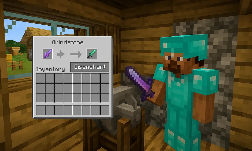 Which block removes enchantments from an item and returns some experience?